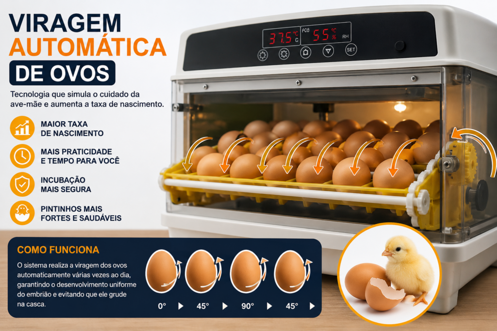 Viragem Automática de Ovos: Tecnologia que Aumenta a Taxa de Nascimento nas Chocadeiras